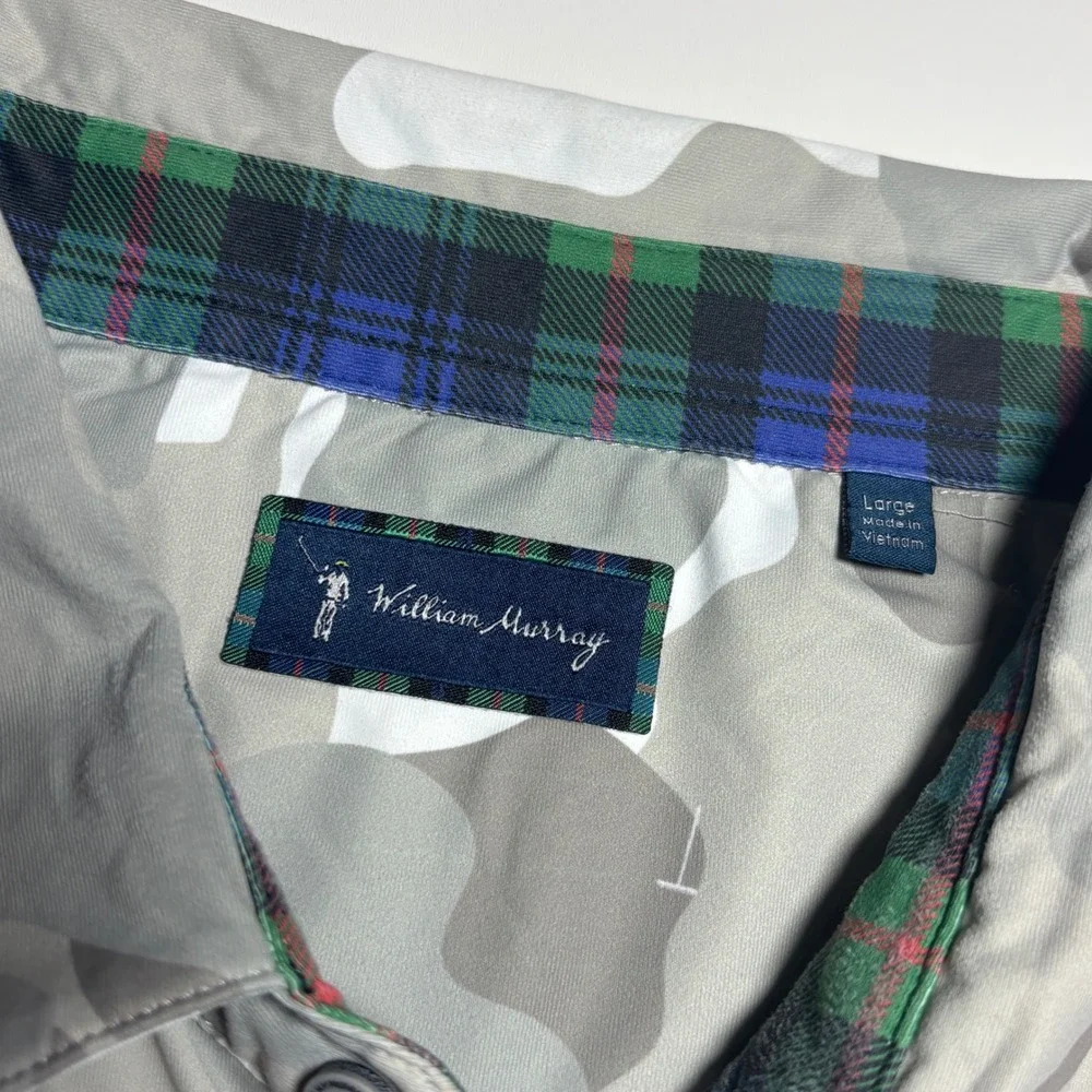 William Murray Camo Golf Polo Men L Gray Course all over Print Performance Shirt - Picture 8 of 9